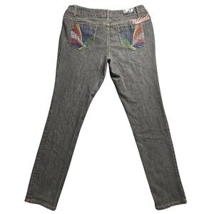 Akademiks Jeans Womens 16 Gray Skinny Stretch Mid Rise Embroidered Back Pocket‎